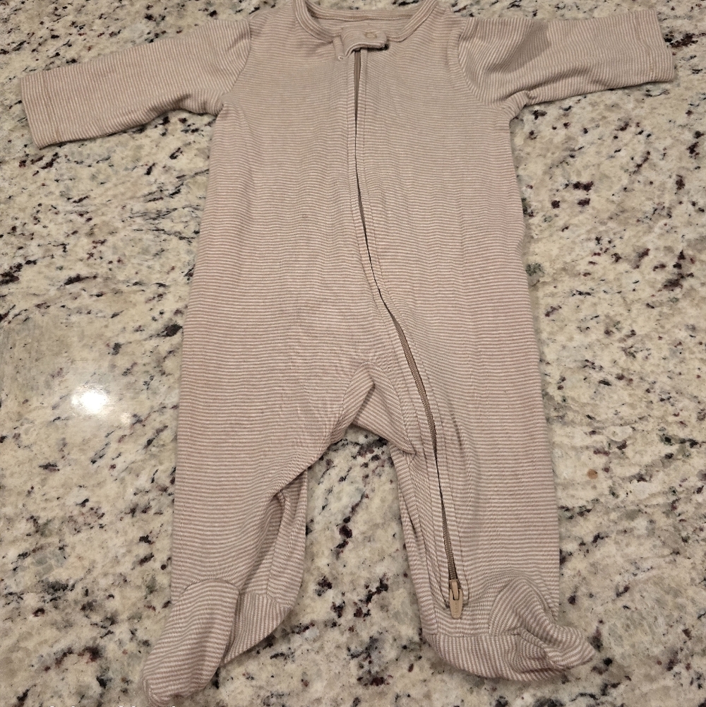 Carter's Beige Striped Footed One Piece